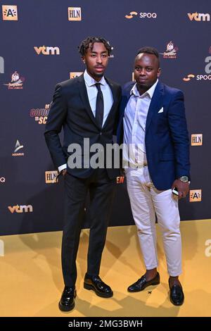 Antwerp, Belgium. 25th Jan, 2023. Mike Tresor pictured during the 69 th men edition of the Goldens Shoe Award ceremony and the 7 th Women's edition. The Golden Shoe, Gouden Schoen, Soulier dOr is an award for the best soccer player of the Belgian Jupiler Pro League championship during the year 2022. The female award is for the best Belgian female player of 2022. On Wednesday 25 January 2023 in Antwerp, BELGIUM . PHOTO SPORTPIX | Credit: David Catry/Alamy Live News Stock Photo