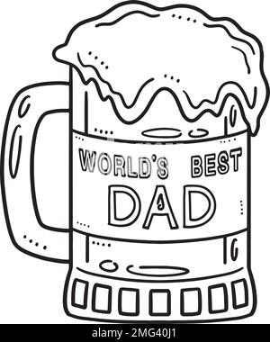 Fathers Day Worlds Best Dad Isolated Coloring Page Stock Vector