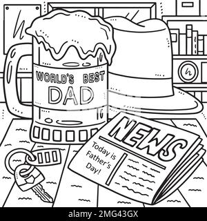 Fathers Day Worlds Best Dad Coloring Page for Kids Stock Vector