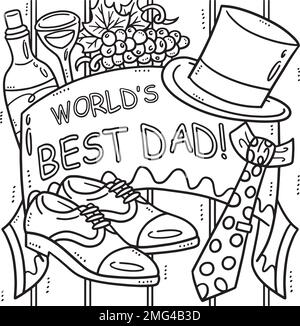 Fathers Day Worlds Best Dad Coloring Page for Kids Stock Vector