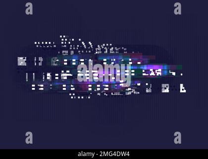 Digital signal error glitch pixel noise abstract background for a poster, cover, business card or postcard. Signal fail and error. Stock Photo