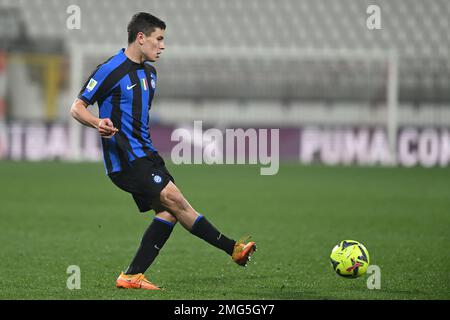 Monza, Italy. 25th Jan, 2023. Nikola Iliev of Inter Fc during the Supercoppa Italiana primavera 1 to the Italian football, match between Inter FC Internazionale ACF Fiorentina on 25 of January 2023 at at U-Power Stadium in Monza, Italy. Photo Tiziano Ballabio Credit: Tiziano Ballabio/Alamy Live News Stock Photo