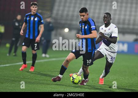 Monza, Italy. 25th Jan, 2023. Valentin Carboni of Inter Fc during the Supercoppa Italiana primavera 1 to the Italian football, match between Inter FC Internazionale ACF Fiorentina on 25 of January 2023 at at U-Power Stadium in Monza, Italy. Photo Tiziano Ballabio/ Credit: Tiziano Ballabio/Alamy Live News Stock Photo