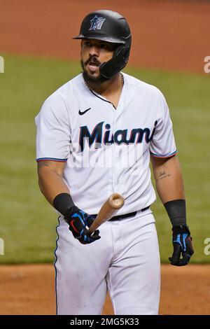 Jorge Alfaro of the Miami Marlins at bat against the Toronto Blue