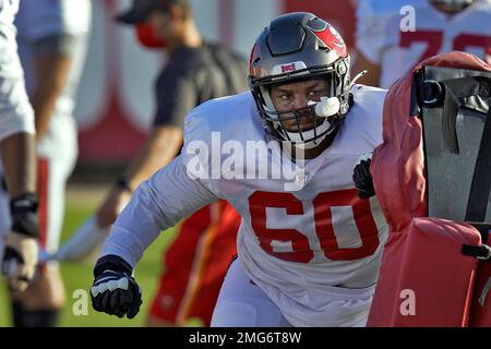 Tampa Bay Buccaneers guard Nick Leverett (60) runs off the field during a  NFL football game against the Baltimore Ravens,Thursday, Oct. 27, 2022 in  Tampa, Fla. (AP Photo/Alex Menendez Stock Photo - Alamy