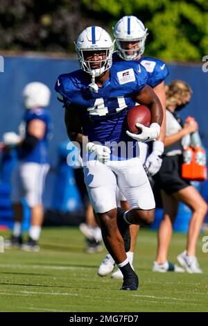 Indianapolis Colts tight end Farrod Green (41) warms up on the field during  pregame prior to an NFL preseason football game against the Minnesota  Vikings, Saturday, Aug. 21, 2021 in Minneapolis. Indianapolis