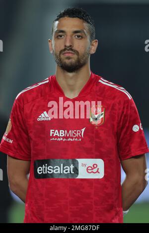 EGYPT, CAIRO, 24 January 2023 - Taher Mohamed of Al Ahly SC looks on during the Egypt Premier League match between Al Ahly SC and National Bank of Egy Stock Photo