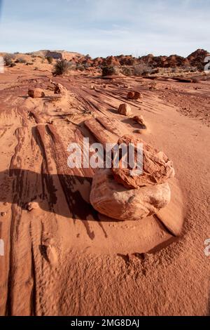 One needs a permit to hike to The Wave in the Paria Canyon/Vermillion Cliffs Wilderness in Utah and Arizona. Stock Photo