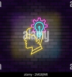 Approach, basic, creative neon vector icon on dark wall background. Neon Approach, basic, creative vector icon Stock Vector