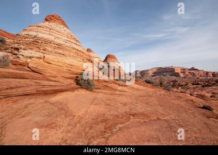 One needs a permit to hike to The Wave in the Paria Canyon/Vermillion Cliffs Wilderness in Utah and Arizona. Stock Photo