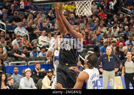 Orlando, Florida, USA, January 25, 2023, Indiana Pacers center Myles Turner #33 attempt to make a basket at the Amway Center.  (Photo Credit:  Marty Jean-Louis) Credit: Marty Jean-Louis/Alamy Live News Stock Photo