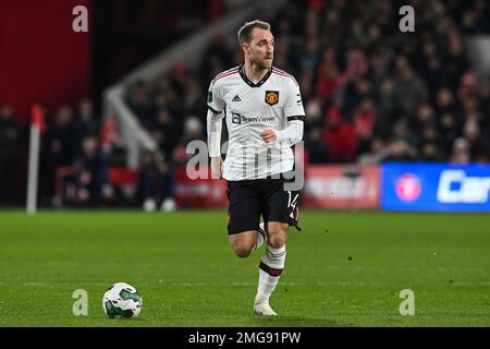 EAST RUTHERFORD, NJ - JULY 22: Christian Eriksen #14 of Manchester United  during the Champions Tour soccer game against Arsenal on July 22, 2023 at  MetLife Stadium in East Rutherford, New Jersey. (