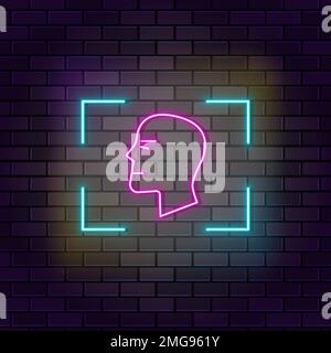 Ai, android, artificial neon vector icon on dark wall background. Neon Ai, android, artificial vector icon Stock Vector