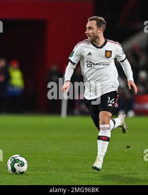 EAST RUTHERFORD, NJ - JULY 22: Christian Eriksen #14 of Manchester United  during the Champions Tour soccer game against Arsenal on July 22, 2023 at  MetLife Stadium in East Rutherford, New Jersey. (