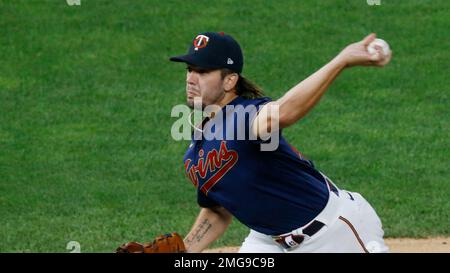 Minnesota Twins pitcher Lewis Thorpe throws against the Cleveland Indians  in the first inning of a baseball game, Wednesday, Aug. 18, 2021, in  Minneapolis. (AP Photo/Jim Mone Stock Photo - Alamy