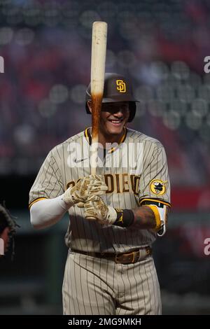 Los Angeles, United States. 11th Aug, 2020. San Diego Padres' Manny Machado  (C) celebrates with teammates after swatting a grand slam off Los Angeles  Dodgers' starting pitcher Ross Stripling in the third