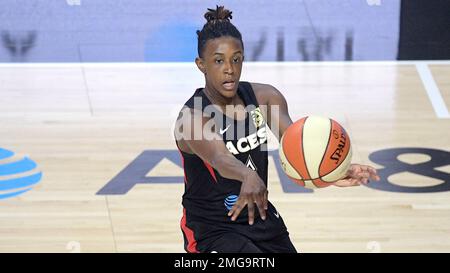 Las Vegas Aces guard Danielle Robinson (3) brings the ball up the court ...