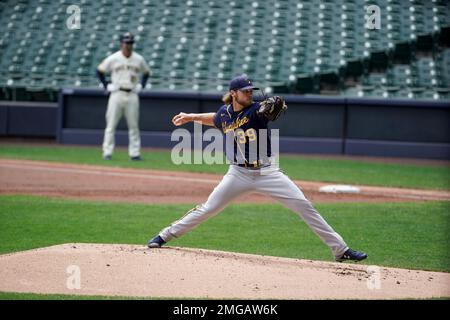 Milwaukee Brewers' Corbin Burnes thorws during a spring training baseball  workout Thursday, Feb. 16, 2023, in Phoenix. (AP Photo/Morry Gash Stock  Photo - Alamy