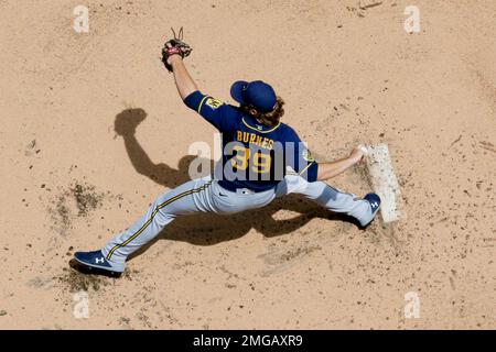 Milwaukee Brewers' Corbin Burnes thorws during a spring training baseball  workout Thursday, Feb. 16, 2023, in Phoenix. (AP Photo/Morry Gash Stock  Photo - Alamy