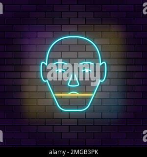 Ai, android, artificial intelligence neon vector icon on dark wall background. Neon Ai, android, artificial intelligence vector icon Stock Vector