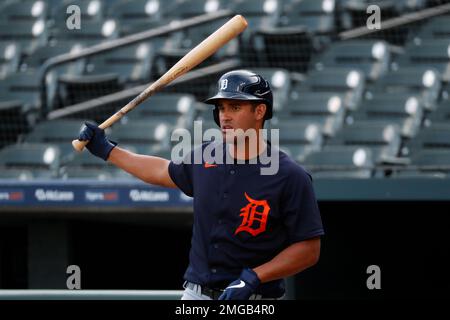 Detroit Tigers' Riley Greene bats against the Texas Rangers in the first  inning of a baseball game in Detroit, Sunday, June 19, 2022. (AP Photo/Paul  Sancya Stock Photo - Alamy