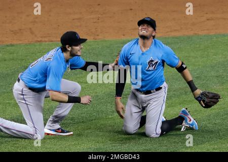 This is a 2020 photo of Brian Anderson of the Miami Marlins baseball team.  This image reflects the Marlins 2020 active roster as of Wednesday, Feb.  19, 2020, when this image was