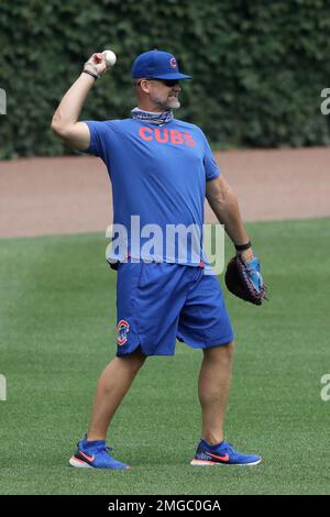 Chicago Cubs manager David Ross stands in the dugout during a baseball game  against the Pittsburgh Pirates in Pittsburgh, Friday, Sept. 23, 2022. (AP  Photo/Gene J. Puskar Stock Photo - Alamy