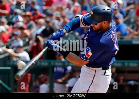 This is a 2021 photo of Joey Gallo of the Texas Rangers baseball team. This  image reflects the …