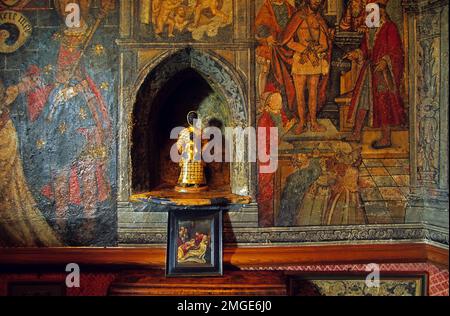 France. Auvergne. Cantal (15) Interior of the chapel of the castle of Anjony (end of the 16th century) Stock Photo