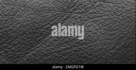Beautiful texture of a fine black leather surface using as background or header Stock Photo