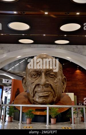 Statue Of Unity Museum, colossal statue of Vallabhbhai Patel, tallest statue in the world, located in the Kevadia colony, Gujarat, India Stock Photo