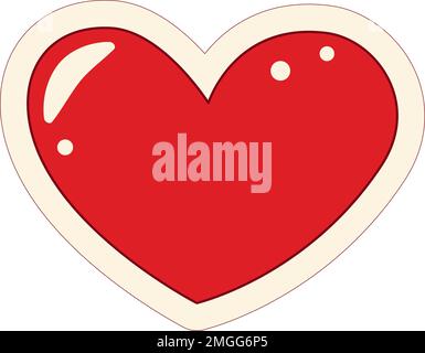 Cartoon heart shaped sticker in pop art style in trendy bright colors. Fashion retro cartoon style. Isolate. Good for poster, banner, invitation, congratulations cards or price tag, label and brochure Stock Vector