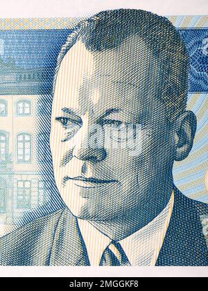 Willy Brandt a closeup portrait from German money Stock Photo