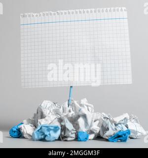 Paper Wraps Placed Around Important Information. Crumpled Memos With Data. Stock Photo