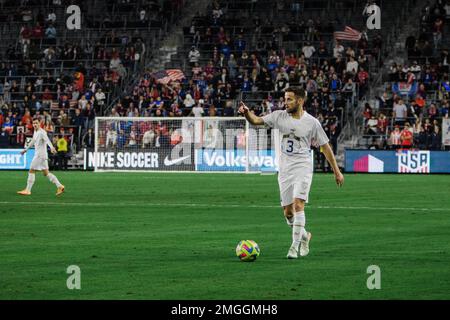 Los Angeles, California, USA. 25th Jan, 2023. NEMANJA PETROVIC of the Serbian National Football Team points to a teammate during a game against the United States Men's National Team at BMO Stadium in Los Angeles, California on January 25, 2023. (Credit Image: © Alex Cave/ZUMA Press Wire) EDITORIAL USAGE ONLY! Not for Commercial USAGE! Stock Photo