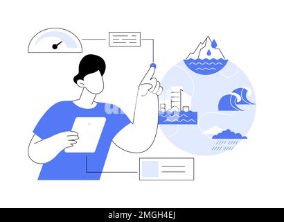 Sea level rise abstract concept vector illustration. World ocean rise ...