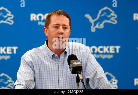 Detroit Lions general manager Martin Mayhew is seen during a news  conference at Ford Field in Detroit, Friday, Jan. 16, 2009. (AP  Photo/Carlos Osorio Stock Photo - Alamy