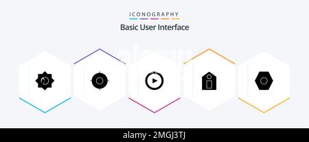 Basic 25 Glyph icon pack including user interface. basic. basic. tag. label Stock Vector