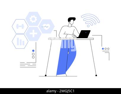 Health-focused IOT desks abstract concept vector illustration. Stock Vector