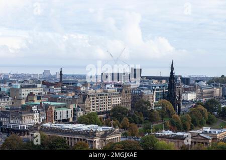 Edinburgh,Scotland October 16, 2015  view from the top of Calton Hill towards the suburb of Leith, Edinburgh, Scotland on a summers day Stock Photo