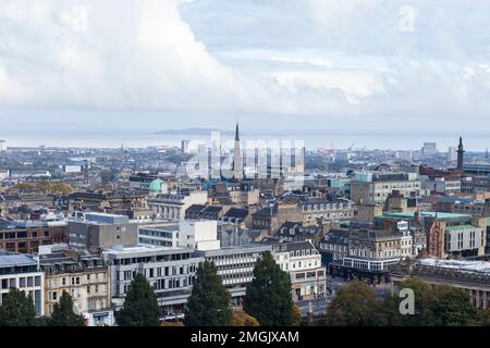 Edinburgh,Scotland October 16, 2015  view from the top of Calton Hill towards the suburb of Leith, Edinburgh, Scotland on a summers day Stock Photo