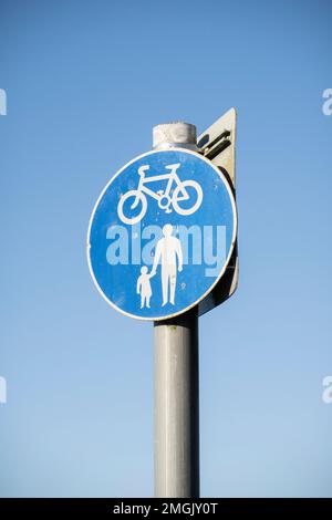 Bicycle and pedestrian shared route sign. Stock Photo