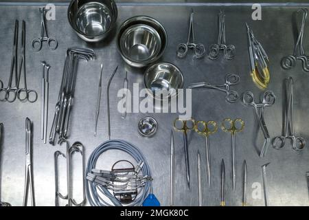 Cleaned Instruments many different cleaned instruments for performing vascular surgery lie ...