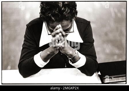 Pentecostal Minister Sister Ollie Smith in her Brooklyn Church. She regularly visited the Son of Sam, David Berkowitz, and revealed in an interview that he also wanted to be a Pentecostal minister to 'save other sinners.' In 1987, Berkowitz did become a Christian minister. This is a 1981 photo. Stock Photo