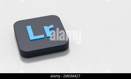 Lightroom App Icon on Gray Background with Copy Space Stock Photo