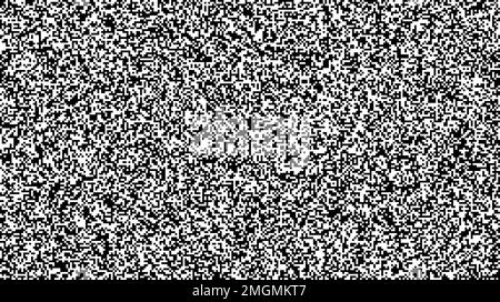 Seamless pixelated tv noise texture. White noise signal grain. Television screen interferences and glitches. Grunge background  Stock Vector