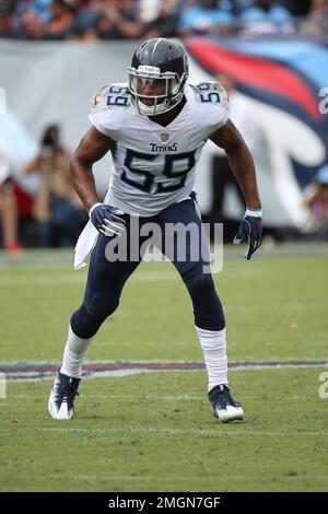 Baltimore, United States. 12th Jan, 2020. Tennessee Titans inside  linebacker Wesley Woodyard (59) celebrates after the Titans defeated the Baltimore  Ravens 28-12 in the division playoff game at M&T Bank Stadium in