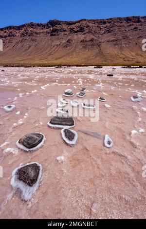 The ancient Rio Salt Works on the island of Lanzarote, Canary Islands. The oldest saltworks in the Canary Islands were put into operation in the 16th Stock Photo