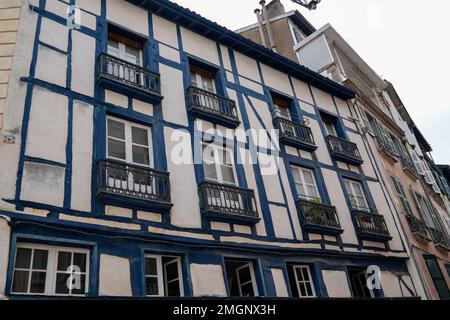 Street bayonne facade in Pyrenees Atlantique south France Stock Photo