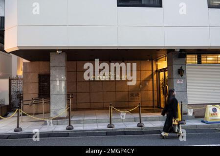 Tokyo, Japan. 26th Jan, 2023. The Unification Church Japan Headquarters in Shibuya-ku.Fully known as The Family Federation for World Peace and Unification (ä¸-ç•ŒåŸºç£æ•™çµ±ä¸€ç¥žéœŠå”ä¼š in Japanese), the organization has been the ongoing source of controversy among government corruption in the wake of the assassination of former Prime Minster Shinzo Abe. The organization and its child adoption practices, as well as is tax status are under investigation by the government and several ministers in Prime Minister Fumio Kishida's cabinet have resigned over ties to the Unification Church. Ja Stock Photo